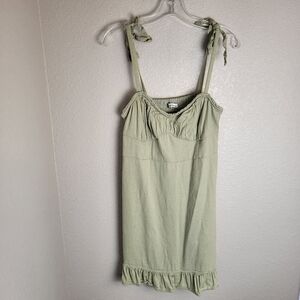 Hollister Shoulder Tie Lined Sundress with Elastic Top Ruffled Bottom Green Size